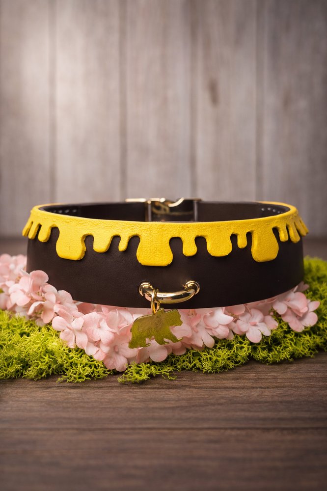Collier biothane Petit ours et miel